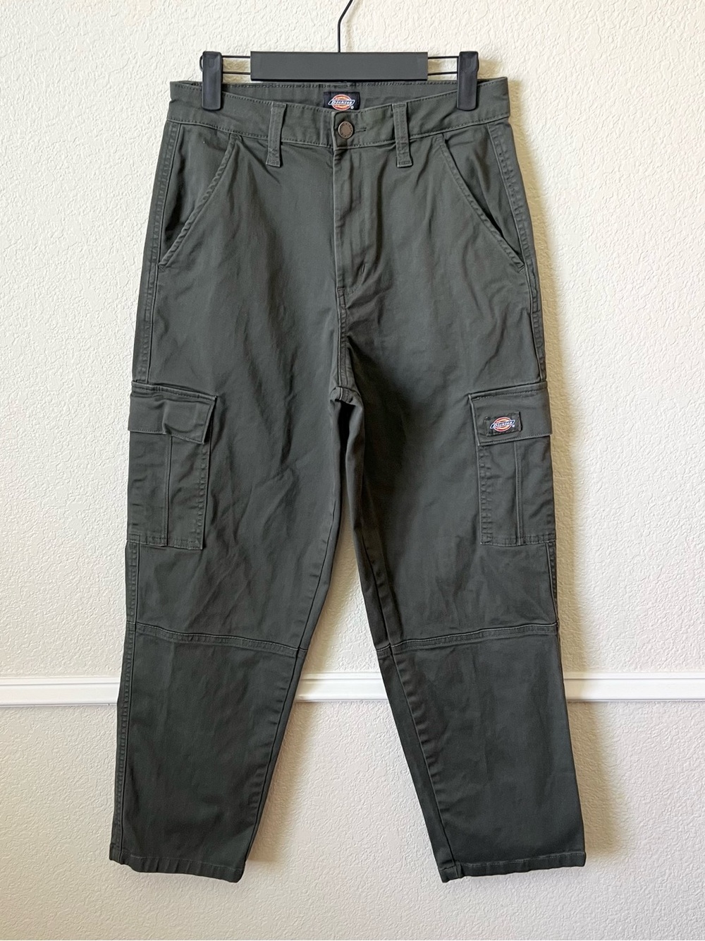 DICKIES Relaxed Fit High Waisted Cropped Cargo Pants Green Womens 27
